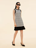 Tencel Karışımlı Çizgili Kontrast Kesim Kadın Örgü Mini Atlet Elbise