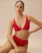 Sueña™ Kırmızı Ribanalı Çapraz Sırtlı Bikini Üstü