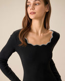 Sueña™ Kadın Siyah Kontrast Triko Mini Elbise