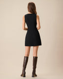 Sueña Kadın Siyah V Yaka Kolsuz Mini Elbise