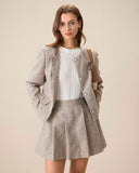 Haki Cepli Pileli Mini Etek