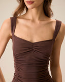 Sueña Kadın Kahve Dantelli Örme Slip Midi Elbise