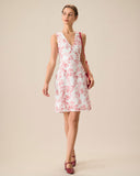 Sueña Kadın Kırmızı V Yaka Kolsuz Çiçekli Midi Elbise