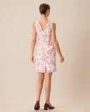 Sueña Kadın Kırmızı V Yaka Kolsuz Çiçekli Midi Elbise