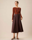 Sueña™ Kadın Kahverengi Yuvarlak Yaka İnce Kazak