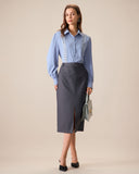 Sueña Kadın Mavi Dantelli Gömlek