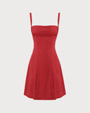 Sueña™ Kırmızı A Kesim Slip Mini Elbise