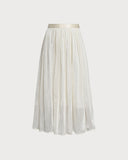 Sueña™ Bej Uçuşan Pileli Midi Etek