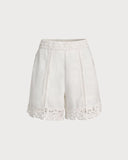 Sueña™ Beyaz Tığ İşi Pamuk Şort