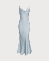 Gri Saten Slip Uzun Elbise