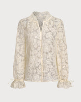 Sueña™ Bej V Yaka Volanlı Bluz