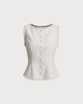 Sueña™ Kayısı Tekne Yaka Düğmeli Yelek