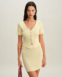 Sueña™ Bej Lastikli Bel Örgü Mini Etek