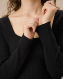 Sueña™ Siyah Kare Yaka Ribanalı Triko Elbise