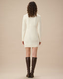 Sueña™ Beyaz Yuvarlak Yaka Bodycon Kazak Elbise