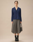 Sueña Lacivert V Yaka Puantiyeli Cepli Bluz