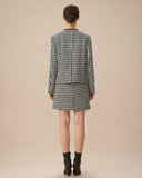 Siyah Tek Sıralı Cepli Tweed Ceket