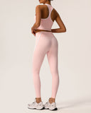 Sueña™ Pembe Yuvarlak Yaka Yoga Atleti - Hafif Destekli