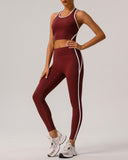 Sueña™ Kırmızı Yuvarlak Yaka Yoga Atleti - Hafif Destekli