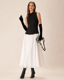 Sueña™ Siyah Kontrast Triko Nervürlü Uzun Elbise