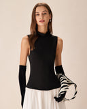 Sueña™ Siyah Kontrast Triko Nervürlü Uzun Elbise