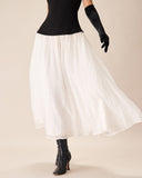 Sueña™ Siyah Kontrast Triko Nervürlü Uzun Elbise