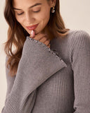 Sueña™ Gri Kayık Yaka Triko Mini Elbise