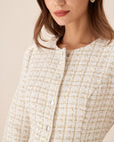 Sueña™ Beyaz Kare Yaka Tüvit Mini Elbise