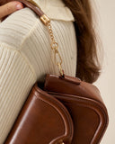 Sueña™ Kahverengi Metal Tokalı Kapaklı Çanta