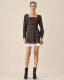 Sueña™ Siyah Kontrast Kolları Kabarık Mini Elbise