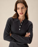 Gri Pileli Kazak Mini Elbise