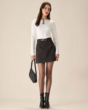 Sueña™ Beyaz Kontrastlı İlmek İnce Tişört