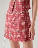 Sueña™ Kırmızı Ekoseli Yüksek Bel Mini Etek