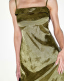Sueña Yeşil Jakarlı Saten Slip Mini Elbise