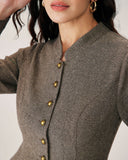 Sueña™ Kahverengi Düğme Piliseli Mini Elbise