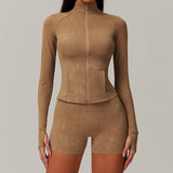 Yüksek Yakalı Dokulu Fermuarlı Spor Hırka