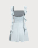 Sueña™ Mavi Kare Yaka Slip Mini Elbise