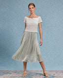 Sueña™ Beyaz Dokulu Omuzdan Açık Tişört