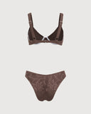 Sueña™ Kahverengi File Balenli Bikini Takımı