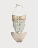 Sueña™ Beyaz File Dantelli Tankini Mayo