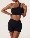 Sueña™ Siyah Cepli Yüksek Bel Yoga Şort