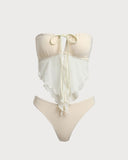 Sueña™ Beyaz File Dantelli Tankini Mayo