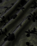 Sueña™ Siyah Çiçekli U Yaka Dantelli Tişört