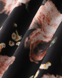 Sueña™ Siyah Çiçekli Volanlı Kolsuz Uzun Elbise