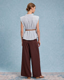 Sueña™ Mavi Kuşaklı Kolsuz Bluz