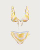 Sueña™ Sarı Ekose Üçgen Bikini Takımı