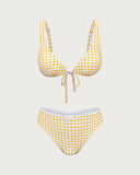 Sueña™ Sarı Ekose Üçgen Bikini Takımı
