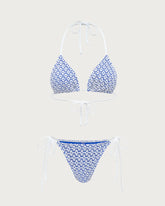 Sueña™ Mavi Geometrik Üçgen İpli Bikini Takımı
