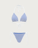 Sueña™ Mavi Geometrik Üçgen İpli Bikini Takımı