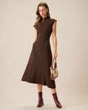 Kahve Vücuda Oturan Çift Taraflı Kazak Elbise